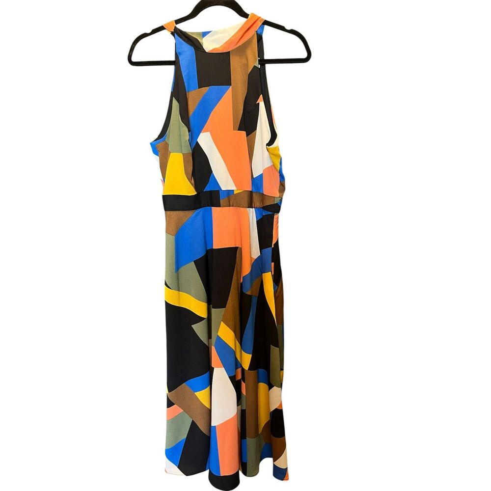 Tahari by Arthur S. Levine Geometric Colorblock Sleeveless Tie Neck Dress Size 8